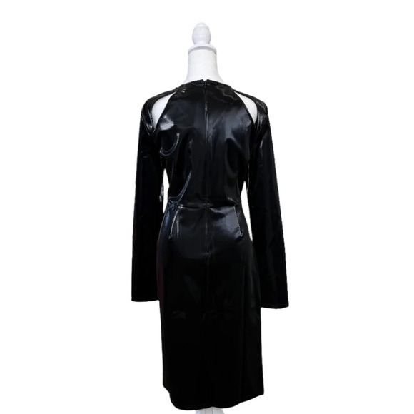 NWT LITA BY CIARA LEATHER LIKE DRESS SHINY CUT OUT MIDI Size Large - Picture 2 of 6